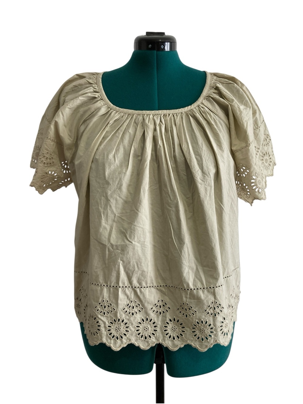 Gap 100% Cotton Eyelet Trim Blouse